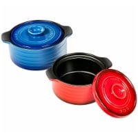 2PCS Ceramic Cookware Set Casserole Clay Pot w/ Lid and Insulated Handle