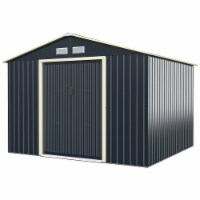 Outdoor Tool Storage Shed Large Utility Storage House w/ Sliding Door Grey 9' x 8'