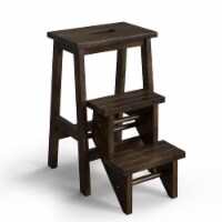 Gymax 3 Tier Step Stool 3 in 1 Folding Ladder 24'' Storage Shelf Multi-function Brown