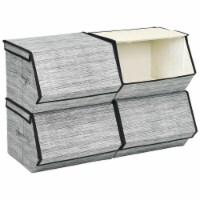 Large Stackable Bins Cubes W/Lids Storage Organizers W/Linen&Oxford Fabric 4Sets