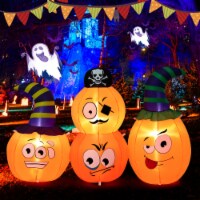 5FT Long Inflatable Halloween 4 Pumpkin with witch HatCombo Holiday Decoration