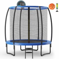 Gymax 8FT Recreational Trampoline W/ Basketball Hoop Safety Enclosure Net Ladder