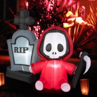 5FT Halloween Inflatable Tombstone & Reaper Combo w/ LED & Waterproof Blower