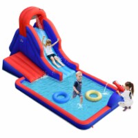 Inflatable Water Slide Park w/ Climb Slide Pool & 2 Swim Rings Blower Excluded