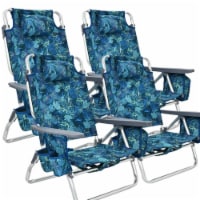 4PCS Folding Backpack Beach Chair Reclining Camping Chair w/ Storage Bag Pattern