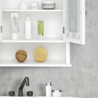 Elegant Home Fashions Wooden Bathroom Wall Storage Cabinet Room Space Saver Organizer, White