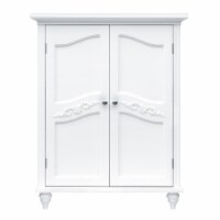 Elegant Home Fashions Wooden Bathroom Versailles Floor Storage Cabinet Space Saver, White