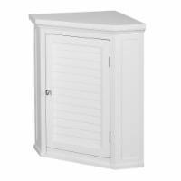 Elegant Home Fashions Wooden Bathroom Corner Wall Storage Cabinet Space Saver Organizer White