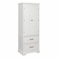 Elegant Home Fashions Wooden Bathroom Linen Storage Cabinet Space Saver Organizer, White