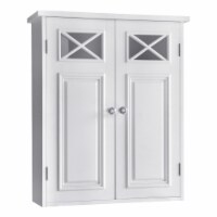 Elegant Home Fashions Wooden Bathroom Cross Molding Wall Storage Cabinet Space Saver, White