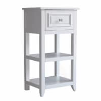 Elegant Home Fashions Wooden Bathroom Floor Storage Cabinet Space Saver Organizer, White
