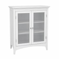 Elegant Home Fashions Wooden Bathroom Floor Storage Cabinet Space Saver w/ Glass Doors White