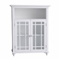 Elegant Home Fashions Wooden Bathroom Floor Storage Cabinet Space Saver Organizer White