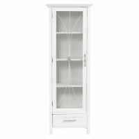 Elegant Home Fashions Wooden Bathroom Linen Cabinet Standing Tall Storage Space Saver, White