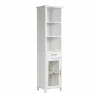 Elegant Home Fashions Wooden Bathroom Linen Cabinet Functional Storage Space Saver, White