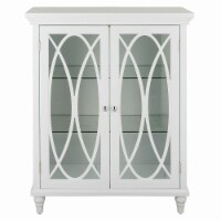 Elegant Home Fashions Wooden Bathroom Floor Storage Cabinet Living Room Space Saver, White