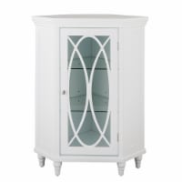 Elegant Home Fashions Wooden Bathroom Corner Floor Storage Cabinet Room Space Saver White
