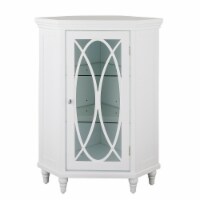 Elegant Home Fashions Wooden Bathroom Corner Floor Storage Cabinet Room Space Saver White