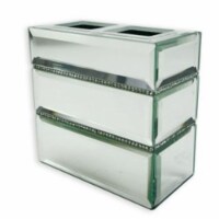 Elegant Home Fashions Bathroom Toothbrush Holder Mirrored Diamantes Leah AC5803