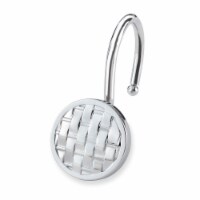 Elegant Home Fashions Bathroom Shower Curtain Hooks Set 12 Woven Silver HK40112