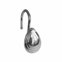 Elegant Home Fashions Bathroom Shower Curtain Hooks Set Tear Drop Chrome HK40145