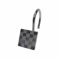 Elegant Home Fashions Bathroom Shower Curtain Hooks Set Checker Nickel HK40151