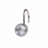 Elegant Home Fashions Jewel Shower Curtain Hooks Set of 12 Chrome Silver 1254