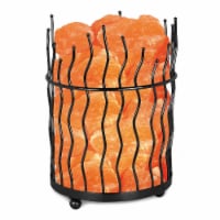 Himalayan Glow Natural Salt Lamp, Himalayan Pink Salt Chunks in Mosaic Metal Basket | 6-8 lbs