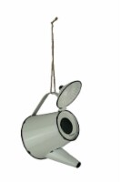 White Enamel Metal Rustic Tea Kettle Decorative Outdoor Hanging Birdhouse Small
