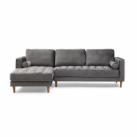Bente Tufted Velvet Sectional Sofa - Grey Left Sectional