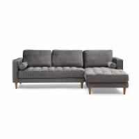 Bente Tufted Velvet Sectional Sofa - Grey Right Sectional