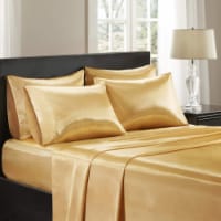 Madison Park Satin Silk Sheets, Casual Silk Bed Sheets Full, Hotel Sheets 6-Piece Include