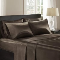 Madison Park 6-Piece Satin Silk Sheets Queen, Chocolate