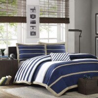 Mi Zone - Ashton Printed Comforter Set - Navy - Twin/ Twin XL - Striped Pattern - Includes 1