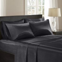 Madison Park Essentials Satin 6Piece Sheet Set Cal King Black,Cal King