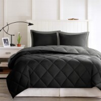 Larkspur Microfiber Down Comforter Mini Set, Twin/ Twin X-Long, Black/ Gray