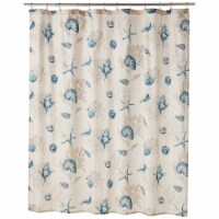 Madison Park Bayside Blue Seashells Fabric Shower Curtain