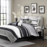 Madison Park Blaire 7 Piece Comforter Set, California King, Grey