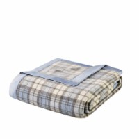 True North by Sleep Philosophy Micro Fleece Blanket, Full/ Queen, Blue Plaid