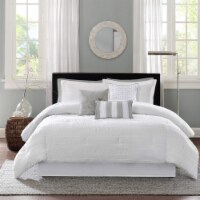 Madison Park Hampton 7 Piece Comforter Set, Queen, White