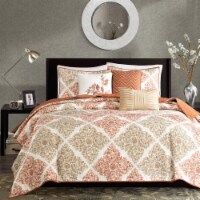 Madison Park Claire 6 Piece Quilted Coverlet Set, Full/Queen, Spice