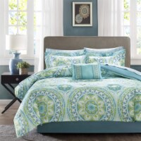 Madison Park MPE10-117 Essentials Serenity Complete Bed & Sheet Set King Aqua,King