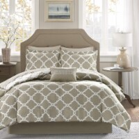 Madison Park MPE10-129 Essentials Merritt Complete Bed and Sheet Set Queen Taupe