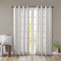 Madison Park Westmont Fretwork Print Grommet Top Window Curtain - Ivory Perspective: Main