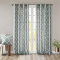 Madison Park Westmont Fret Print Window Curtains - Seafoam Green/Beige