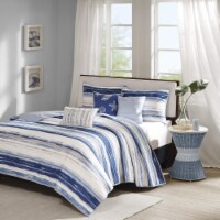 Madison Park Anchorage Reversible Coverlet Set - 6 Piece - Blue