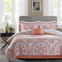 Madison Park MPE10-204 Essentials Serenity Complete Bed & Sheet Set Twin Coral,Twin