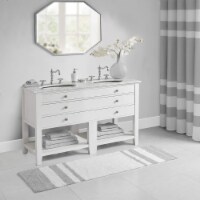 Madison Park Spa Reversible Cotton Bath Mat, Casual Striped Water Absorbent Bathroom Rugs,