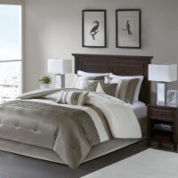 Madison Park Amherst 7 Piece Full Comforter Set, Khaki