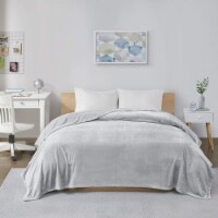 Intelligent Design Microlight Plush Oversized Blanket, Full/ Queen, Grey